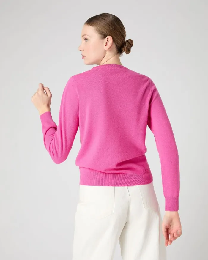 NPeal Cardigans Women Olivia Round Neck Cashmere Cardigan Vibrant Pink