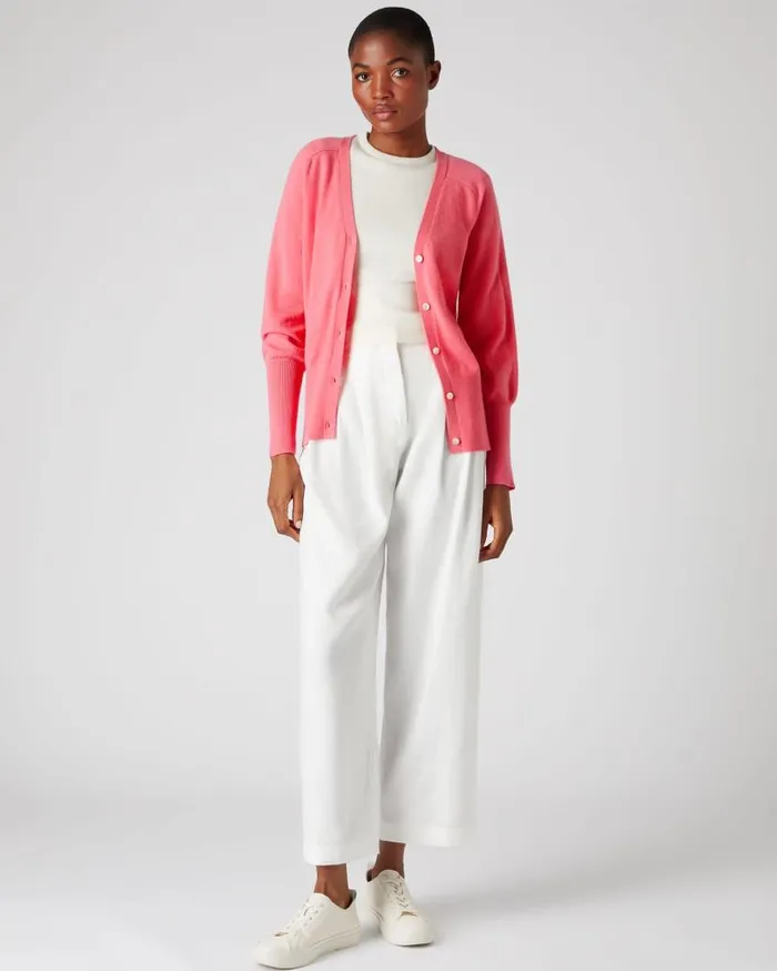 NPeal Cardigans Women V Necked Cashmere Cardigan Peony Pink