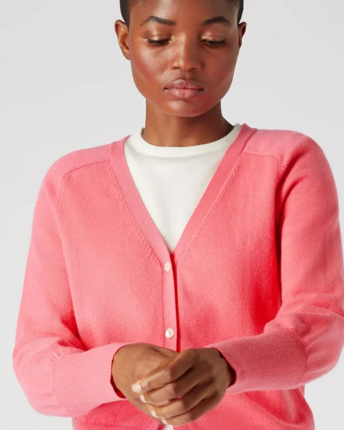NPeal Cardigans Women V Necked Cashmere Cardigan Peony Pink
