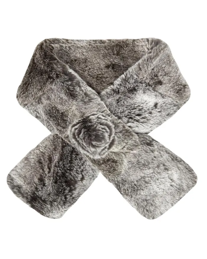 NPeal Cashmere Scarves Women Fur Neck Warmer Charcoal Grey Tipped Fur