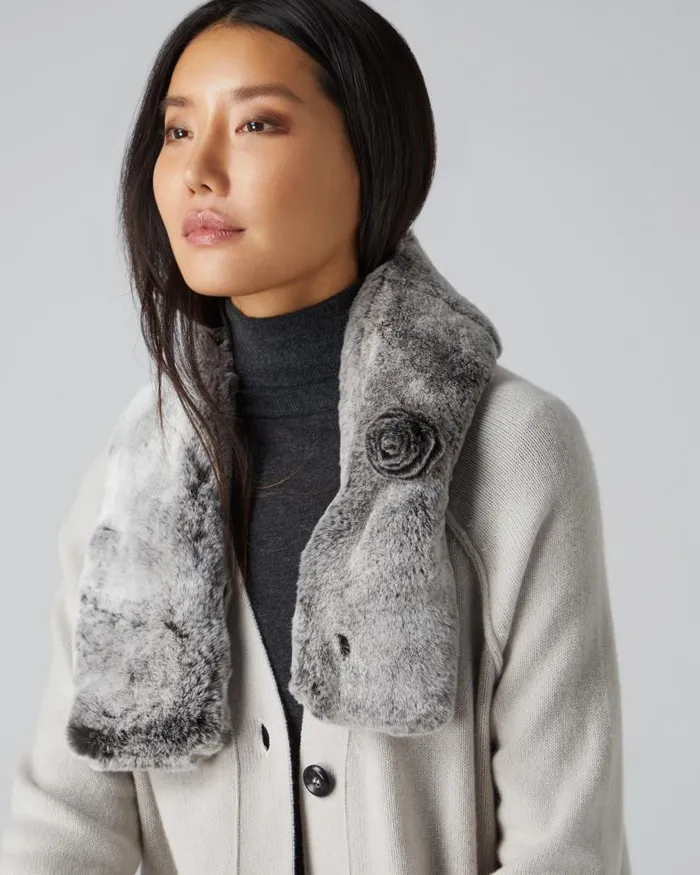 NPeal Cashmere Scarves Women Fur Neck Warmer Charcoal Grey Tipped Fur