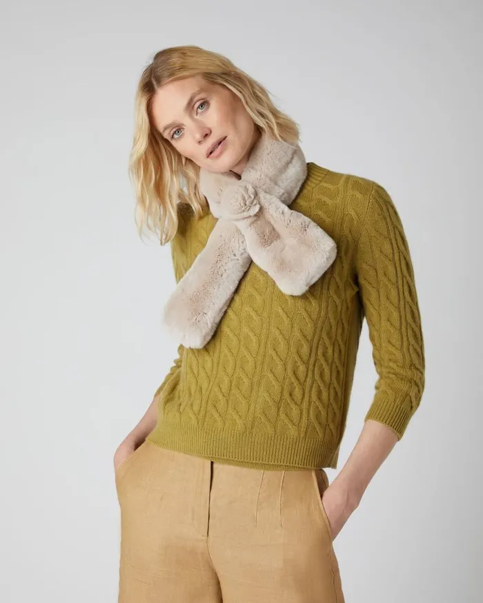 NPeal Cashmere Scarves Women Fur Neck Warmer Sand Brown