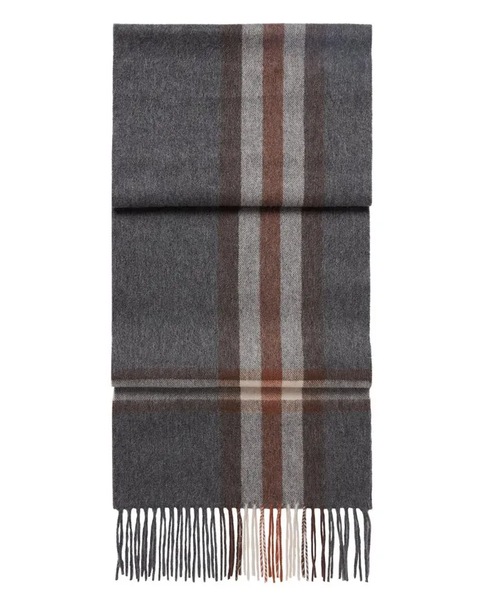 NPeal Cashmere Scarves WomenMen Unisex Cashmere Check Scarf Amber Orange