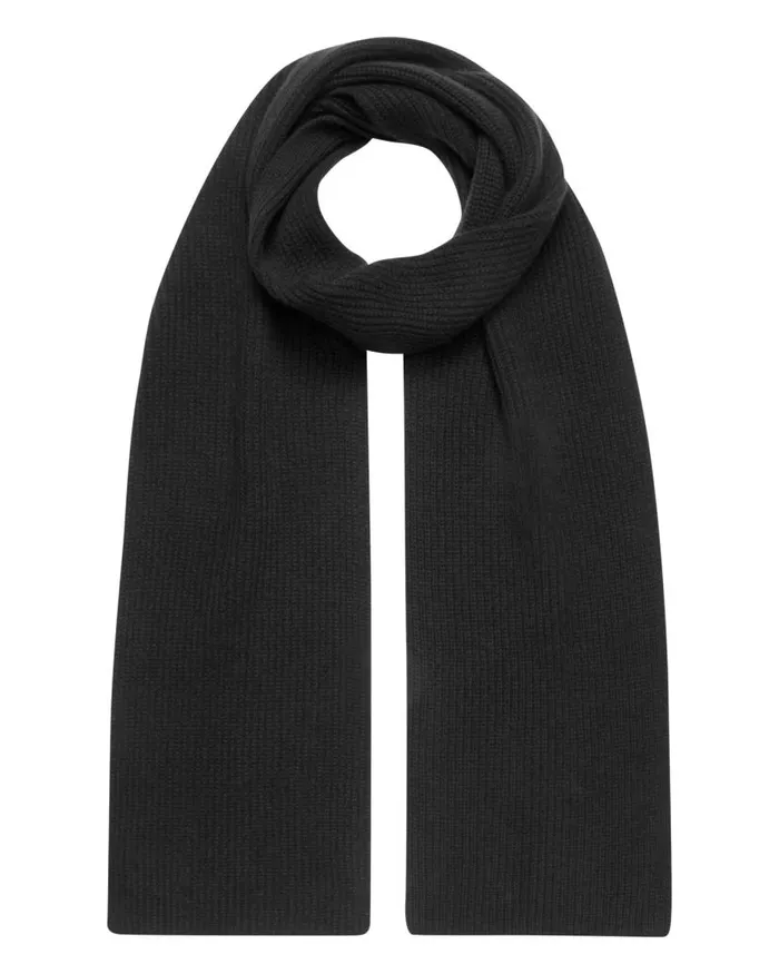 NPeal Cashmere Scarves WomenMen Unisex Ribbed Cashmere Scarf Dark Charcoal Grey