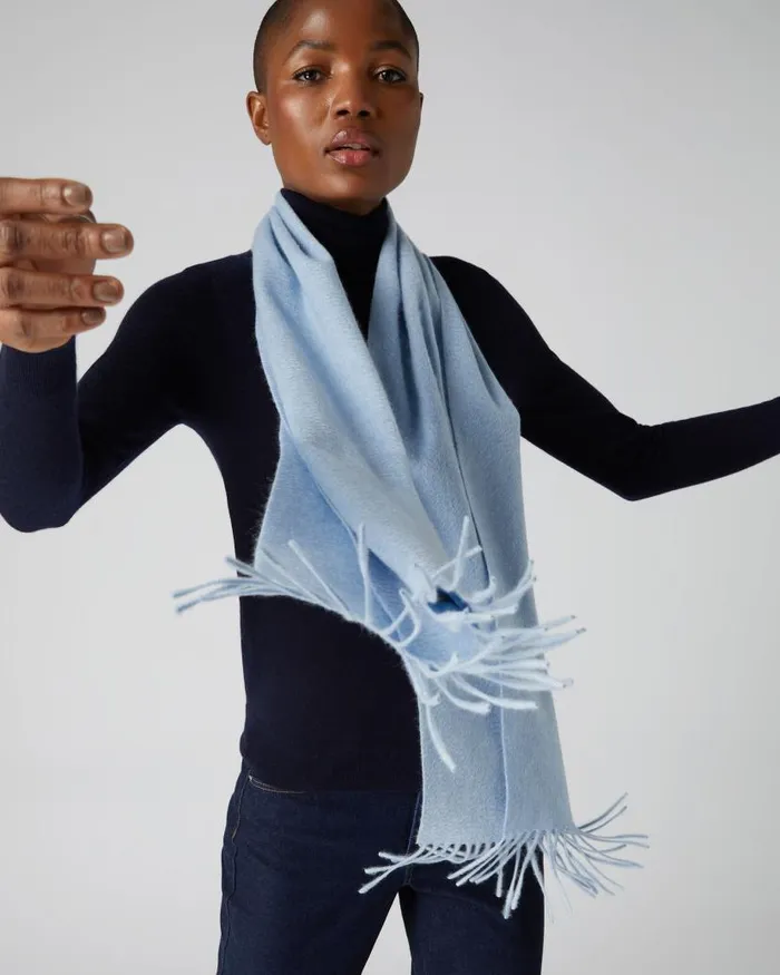 NPeal Cashmere Scarves WomenMen Unisex Woven Cashmere Scarf Cornflower Blue