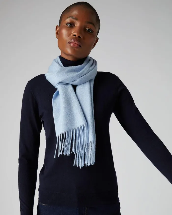 NPeal Cashmere Scarves WomenMen Unisex Woven Cashmere Scarf Cornflower Blue