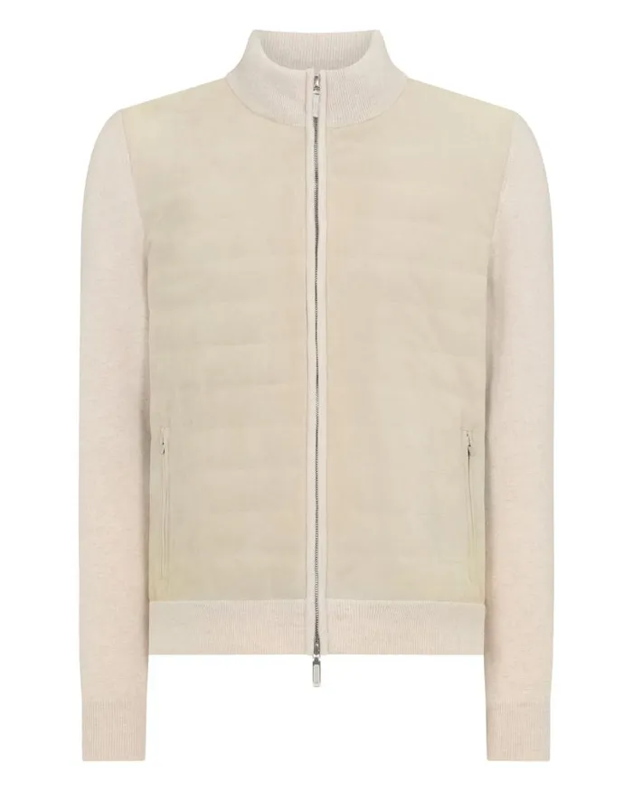 NPeal Coats and Jackets Men Davos Suede Front Jacket Ecru White