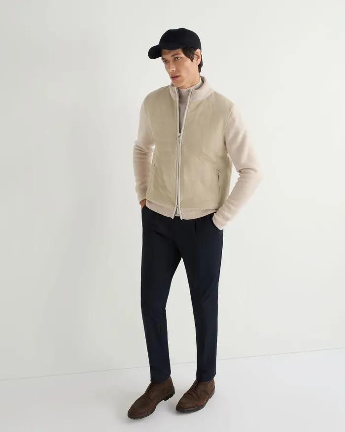 NPeal Coats and Jackets Men Davos Suede Front Jacket Ecru White