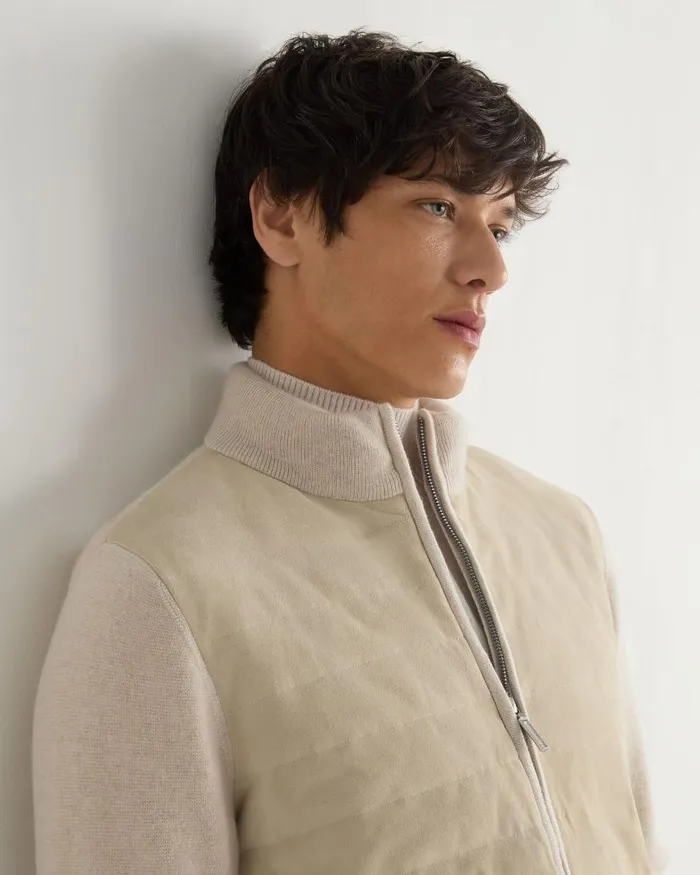 NPeal Coats and Jackets Men Davos Suede Front Jacket Ecru White