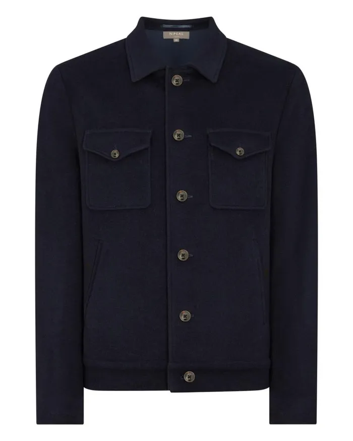 NPeal Coats and Jackets Men Short Woven Jacket Navy Blue