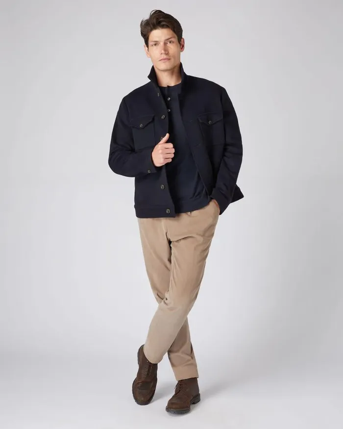 NPeal Coats and Jackets Men Short Woven Jacket Navy Blue