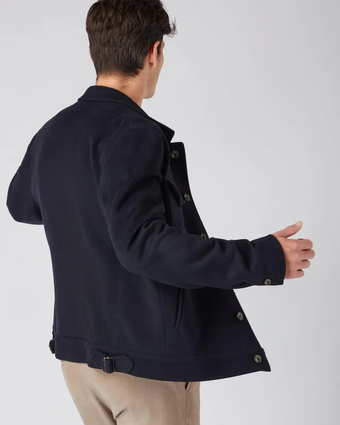 NPeal Coats and Jackets Men Short Woven Jacket Navy Blue
