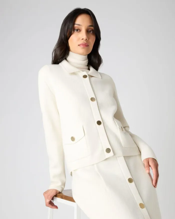 NPeal Coats and Jackets Women Collared Milano Cashmere Jacket New Ivory White