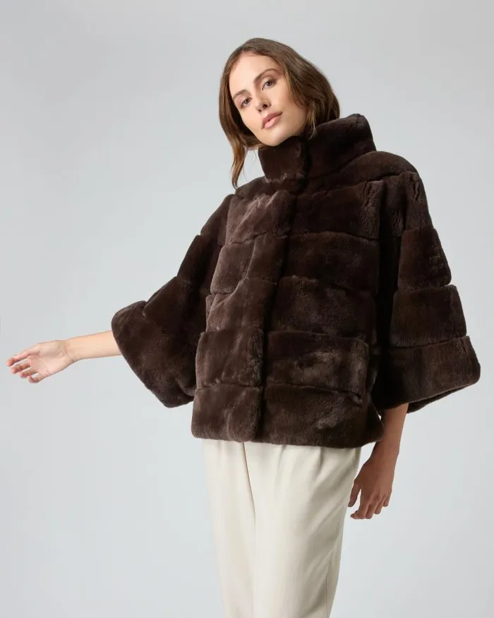 NPeal Coats and Jackets Women Layla Fur Short Jacket Chocolate Brown