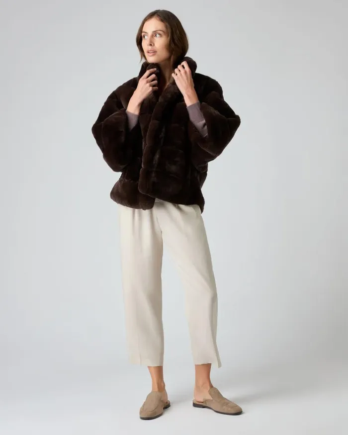 NPeal Coats and Jackets Women Layla Fur Short Jacket Chocolate Brown