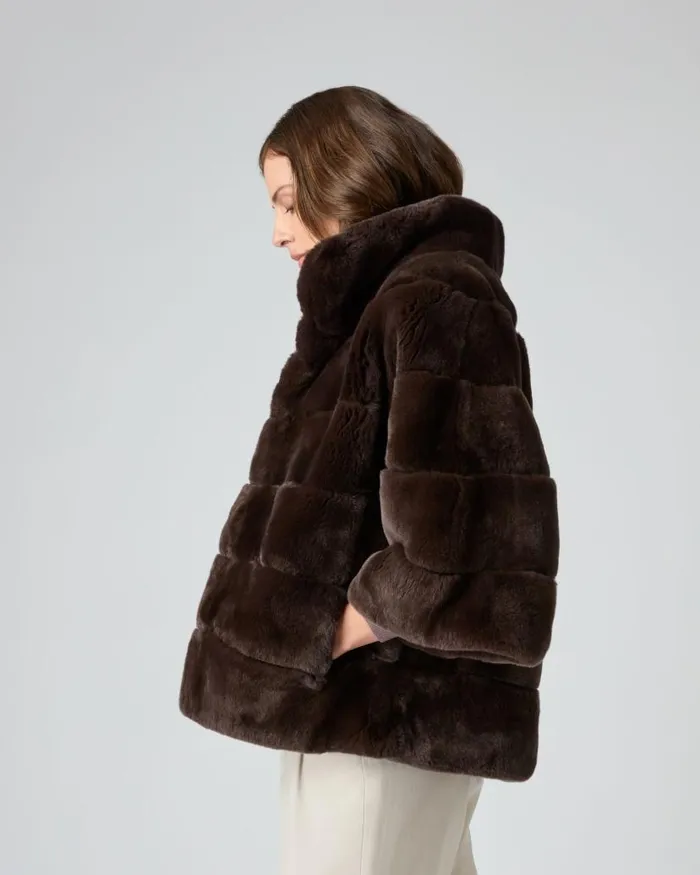 NPeal Coats and Jackets Women Layla Fur Short Jacket Chocolate Brown