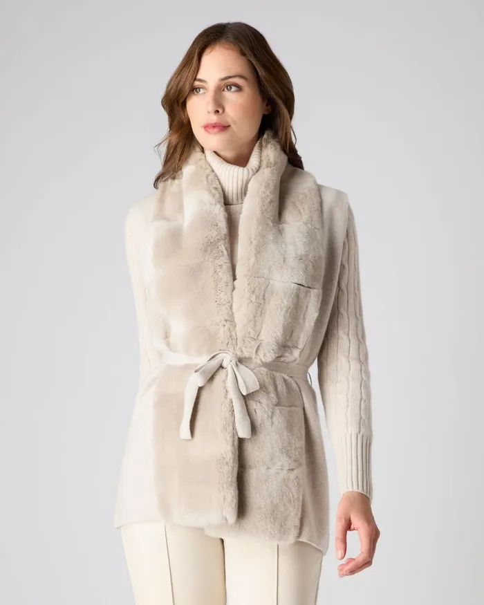 NPeal Gilets and Waistcoats Women Lola Fur Placket Cashmere Gilet Ecru White