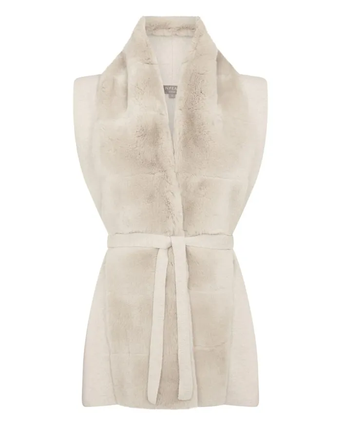 NPeal Gilets and Waistcoats Women Lola Fur Placket Cashmere Gilet Ecru White