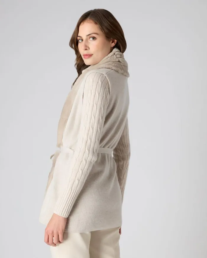 NPeal Gilets and Waistcoats Women Lola Fur Placket Cashmere Gilet Ecru White