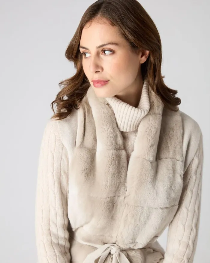 NPeal Gilets and Waistcoats Women Lola Fur Placket Cashmere Gilet Ecru White