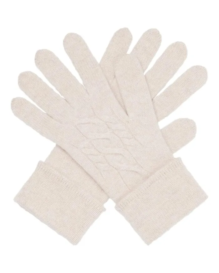 NPeal Gloves Women Cable Cashmere Gloves Heather Beige Brown