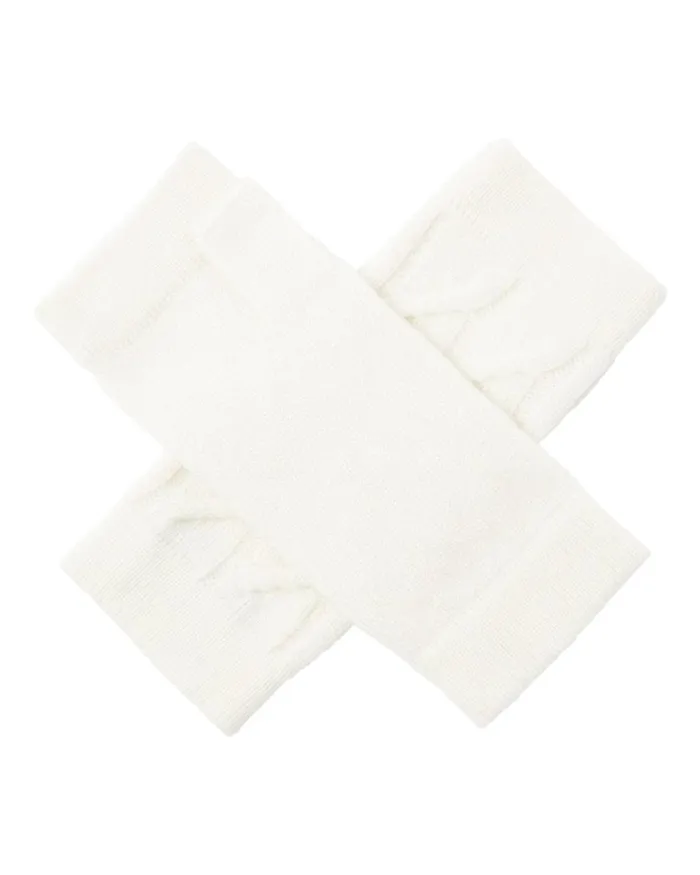 NPeal Gloves Women Cable Fingerless Cashmere Gloves New Ivory White