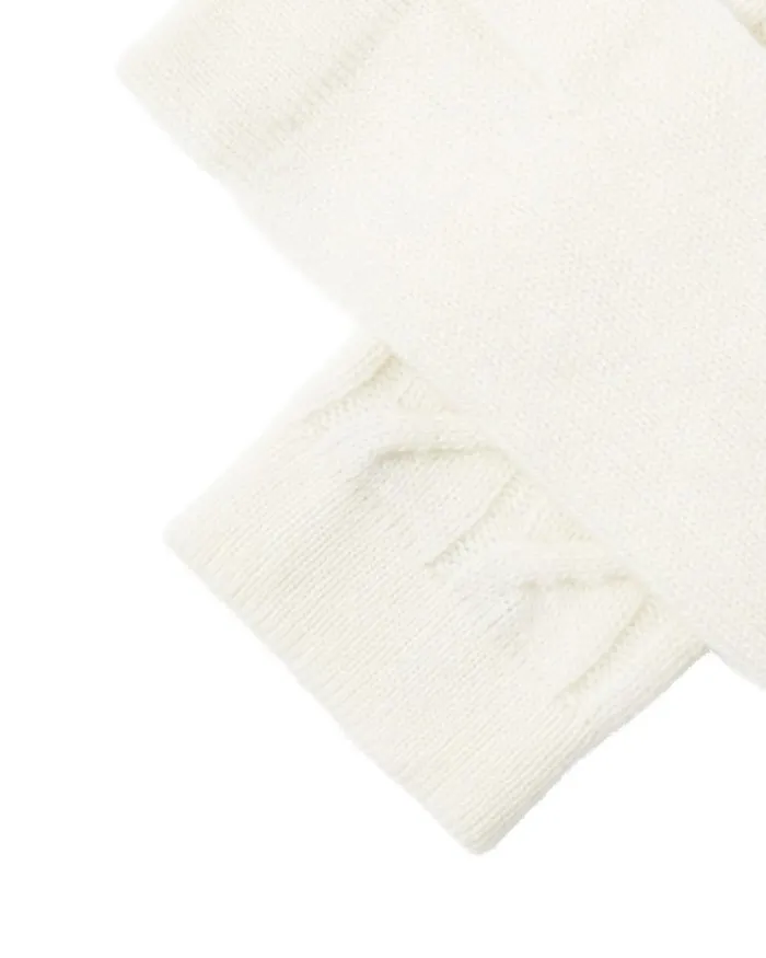 NPeal Gloves Women Cable Fingerless Cashmere Gloves New Ivory White
