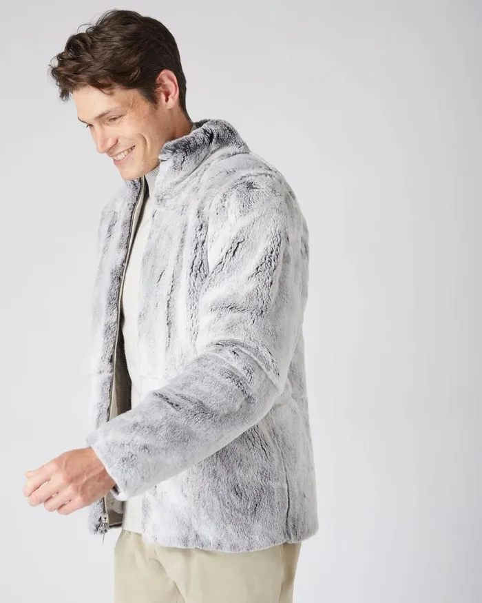 NPeal Half and Full Zip Knitwear Men Aspen Cashmere Cable Fur Cardigan Pebble Grey