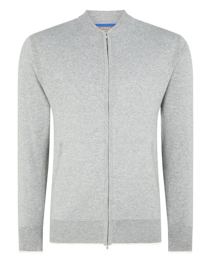 NPeal Half and Full Zip Knitwear Men Full Zip Bomber Jacket Fumo Grey