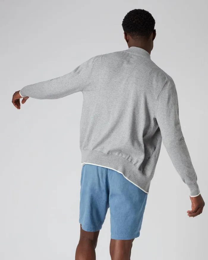 NPeal Half and Full Zip Knitwear Men Full Zip Bomber Jacket Fumo Grey