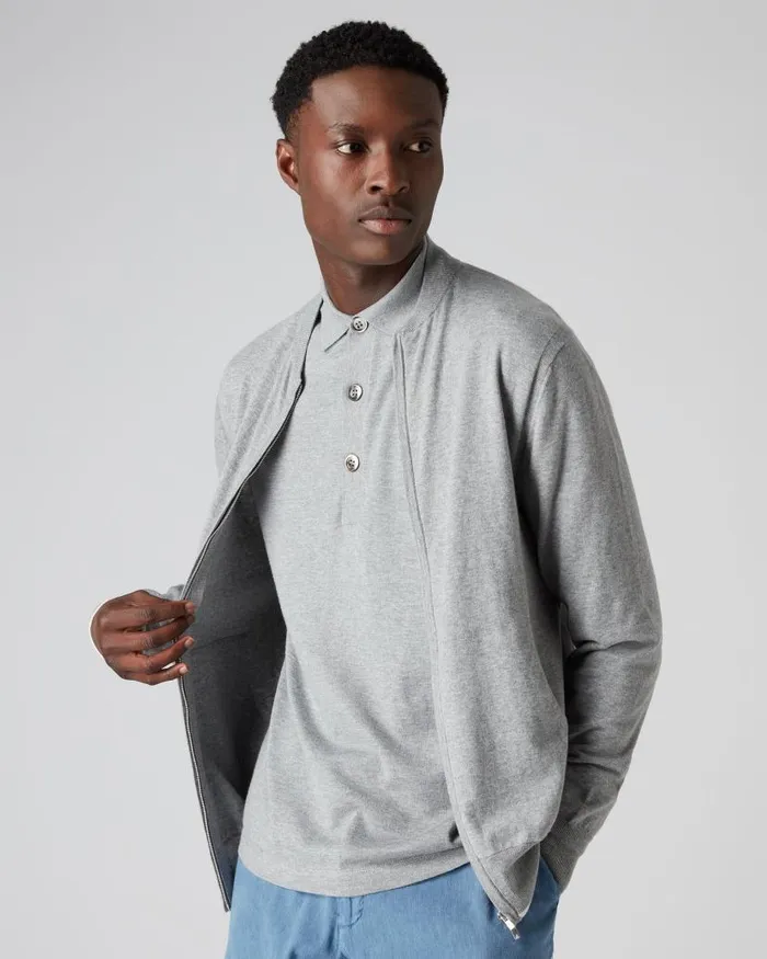 NPeal Half and Full Zip Knitwear Men Full Zip Bomber Jacket Fumo Grey