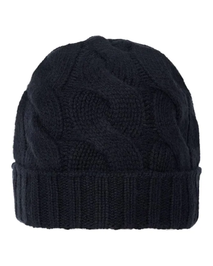 NPeal Hats WomenMen Unisex Chunky Cable Cashmere Hat Navy Blue