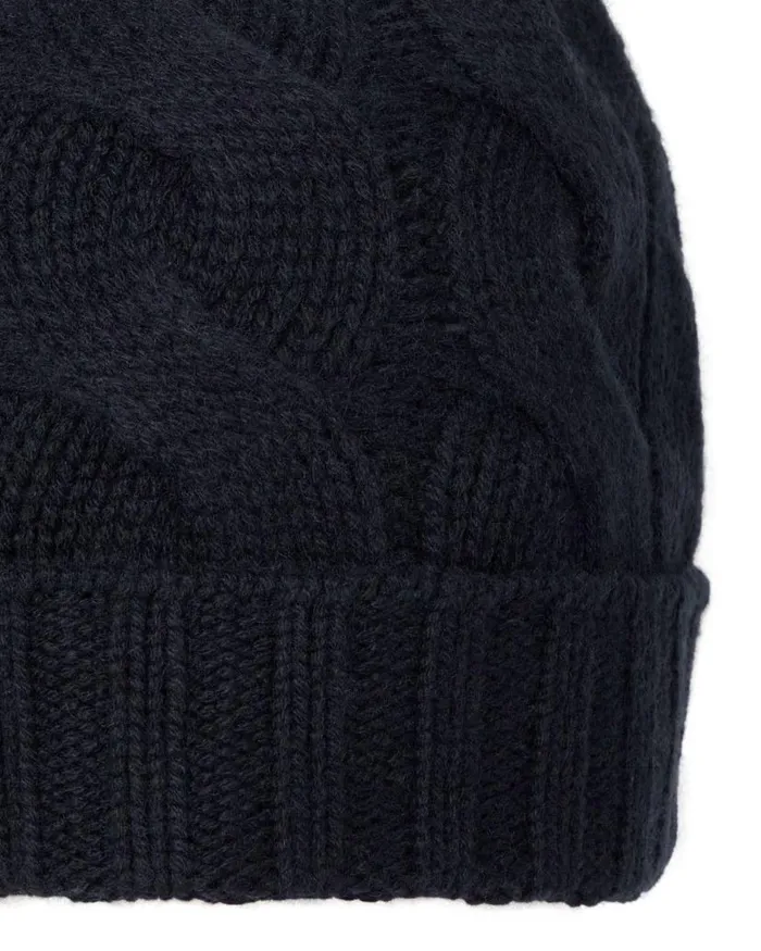 NPeal Hats WomenMen Unisex Chunky Cable Cashmere Hat Navy Blue