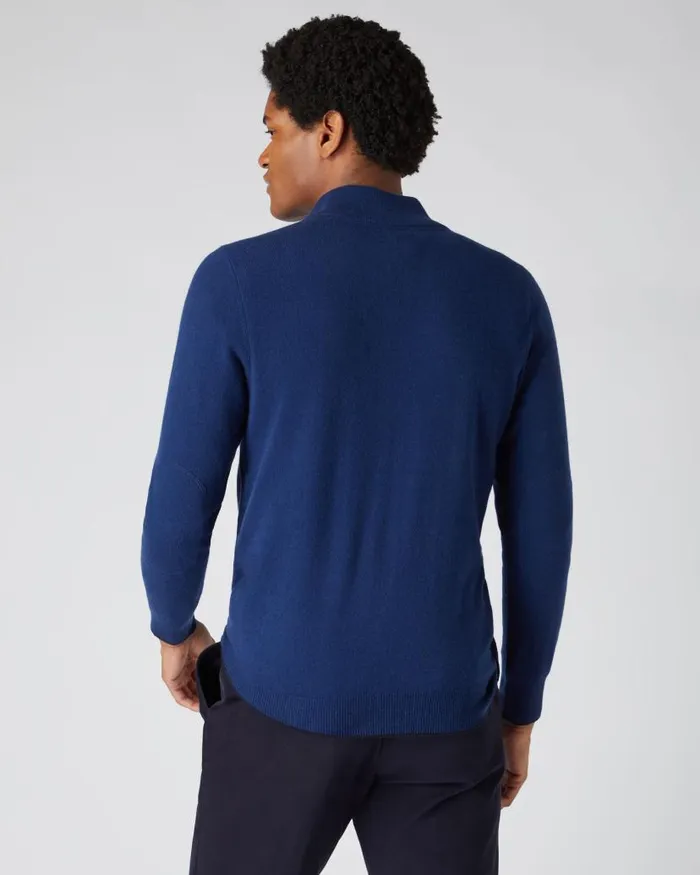 NPeal Jumpers Men Carnaby Half Zip Cashmere Jumper French Blue