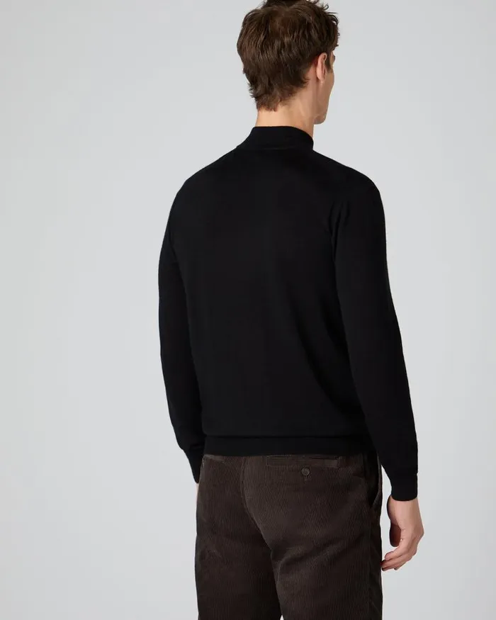 NPeal Jumpers Men Fine Gauge Cashmere Turtle Neck Jumper Black