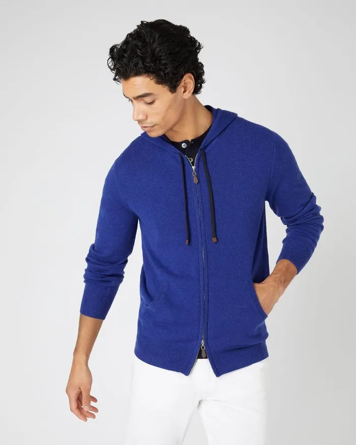 NPeal Jumpers Men Ladbroke Cashmere Hoodie Sapphire Blue