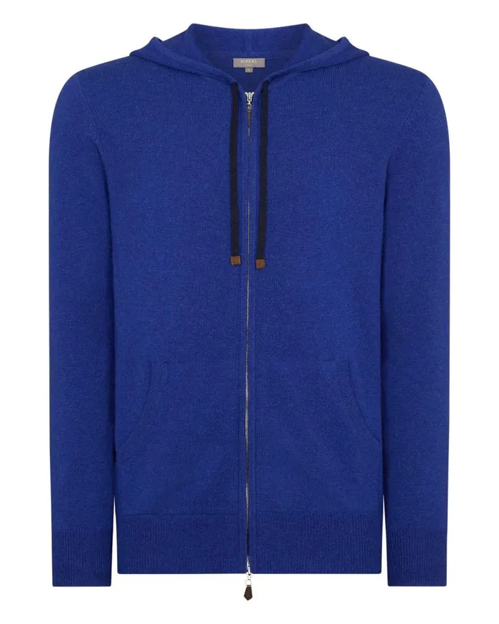 NPeal Jumpers Men Ladbroke Cashmere Hoodie Sapphire Blue