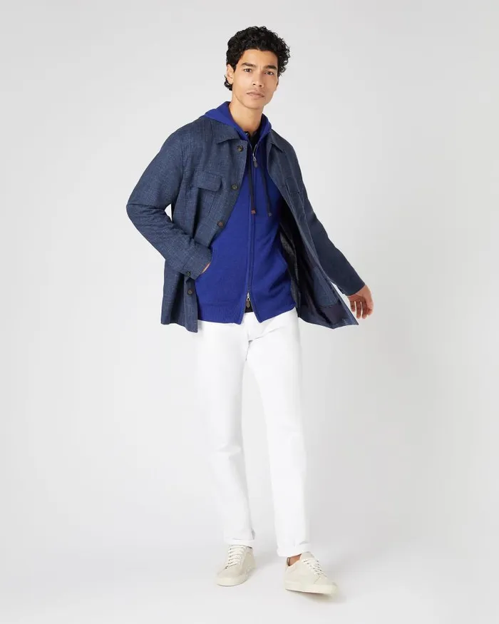 NPeal Jumpers Men Ladbroke Cashmere Hoodie Sapphire Blue