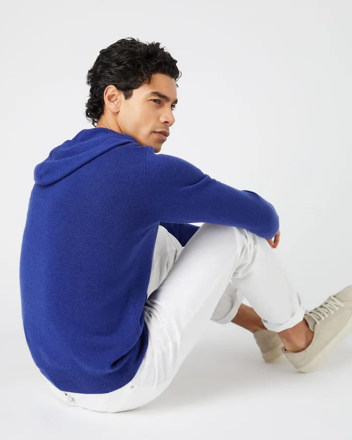 NPeal Jumpers Men Ladbroke Cashmere Hoodie Sapphire Blue