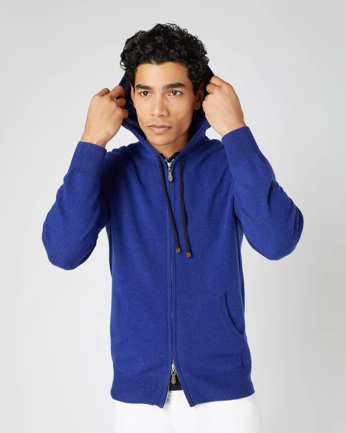 NPeal Jumpers Men Ladbroke Cashmere Hoodie Sapphire Blue