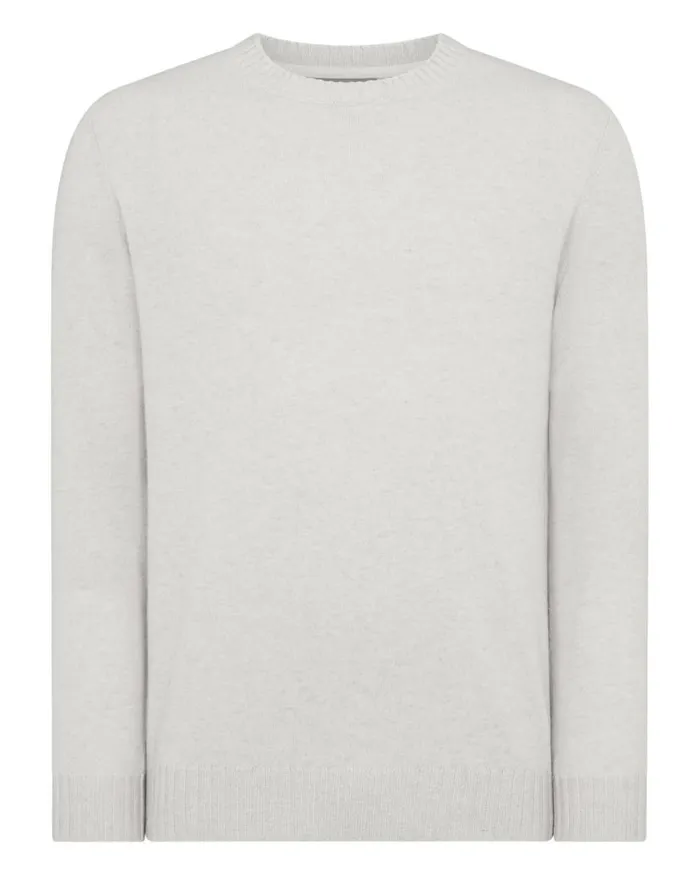 NPeal Jumpers Men Shoreditch Round Neck Cashmere Jumper Pebble Grey