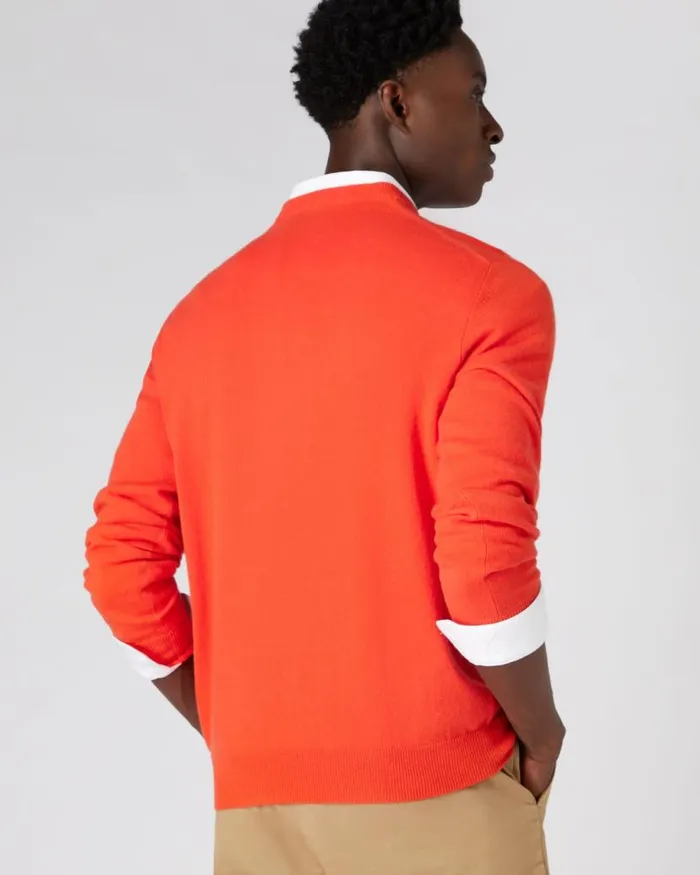 NPeal Jumpers Men The Burlington V Neck Cashmere Jumper Vermillion Red