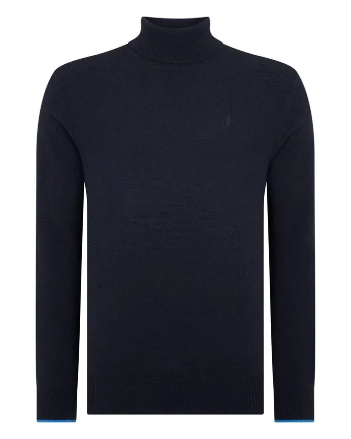 NPeal Jumpers Men The Jockey Club Roll Neck Cashmere Jumper Navy Blue