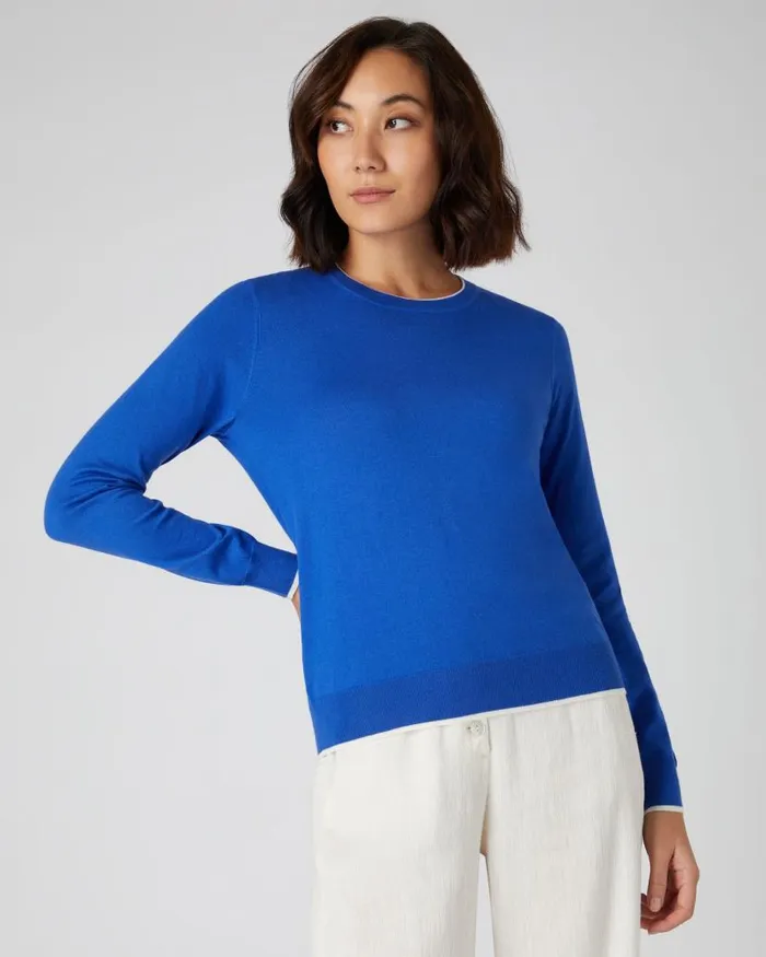 NPeal Jumpers Women Cotton Cashmere Jumper Victoria Blue