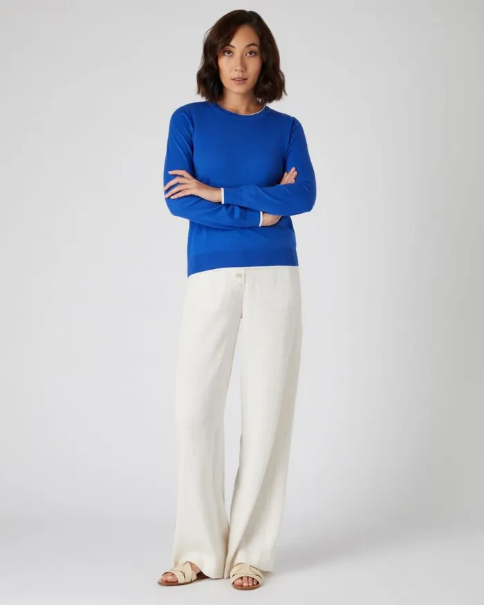 NPeal Jumpers Women Cotton Cashmere Jumper Victoria Blue