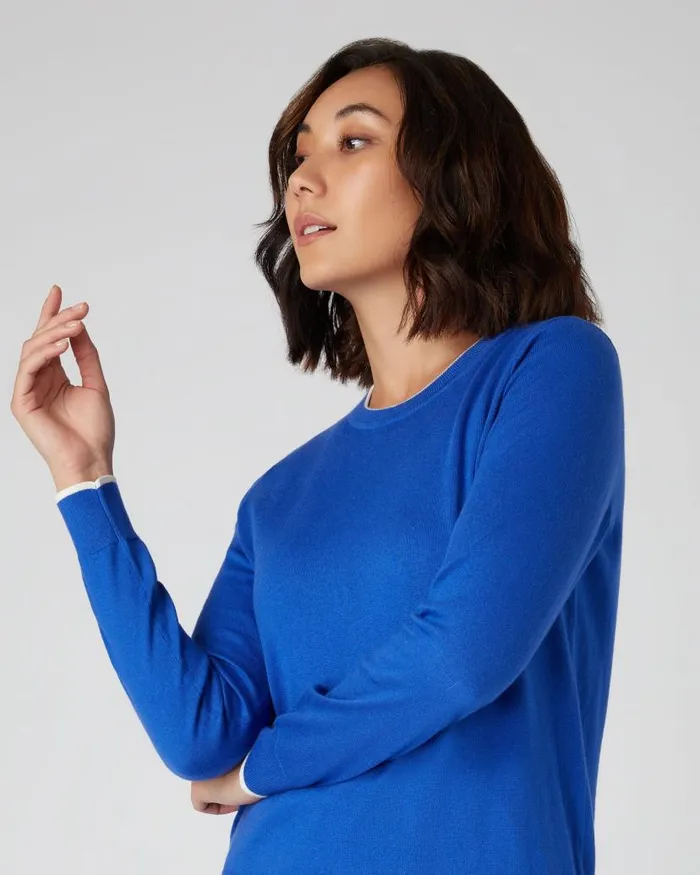 NPeal Jumpers Women Cotton Cashmere Jumper Victoria Blue
