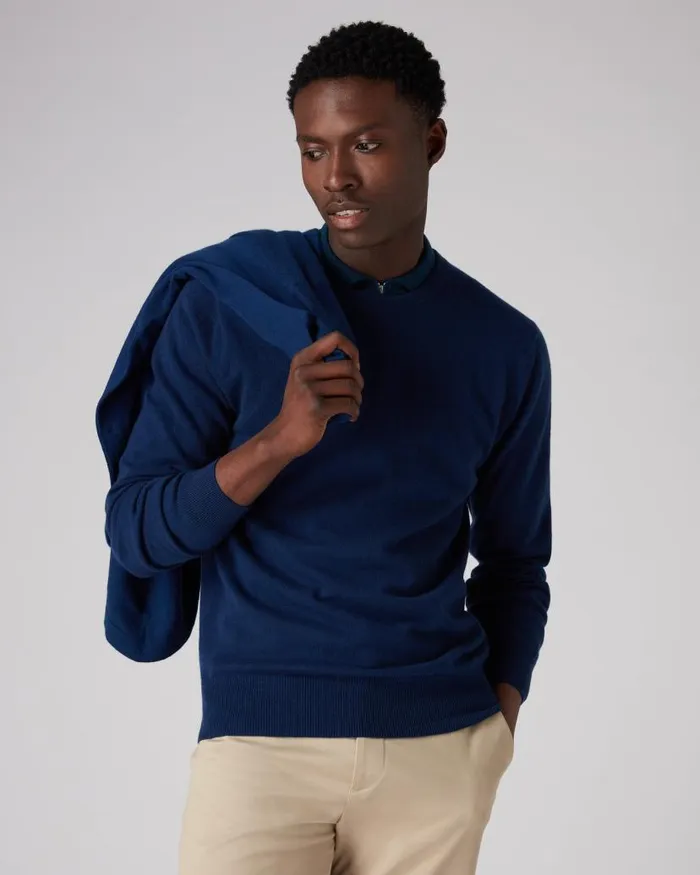NPeal Jumpers Women Oxford Round Neck Cashmere Jumper French Blue