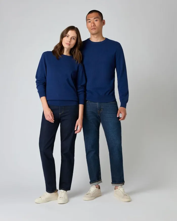 NPeal Jumpers Women Oxford Round Neck Cashmere Jumper French Blue