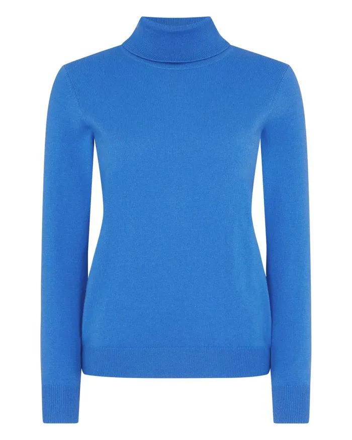 NPeal Jumpers Women Polo Neck Cashmere Jumper Zanzibar Blue