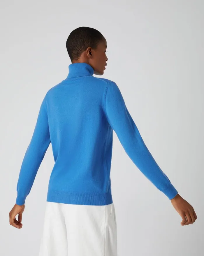 NPeal Jumpers Women Polo Neck Cashmere Jumper Zanzibar Blue